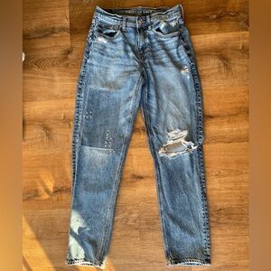 American Eagle women’s strigid embroidered patchwork jeans